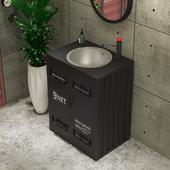 复古工业风洗手盆卫生间铁艺洗漱台酒吧洗脸盆立柱落地洗手池定u.