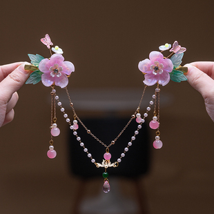 汉服女童头饰儿童古风额头链发夹小女孩中国风古装眉心链流苏发饰