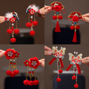 2026新年红色儿童古风发夹女宝宝汉服公主头饰流苏中国对夹拜年过