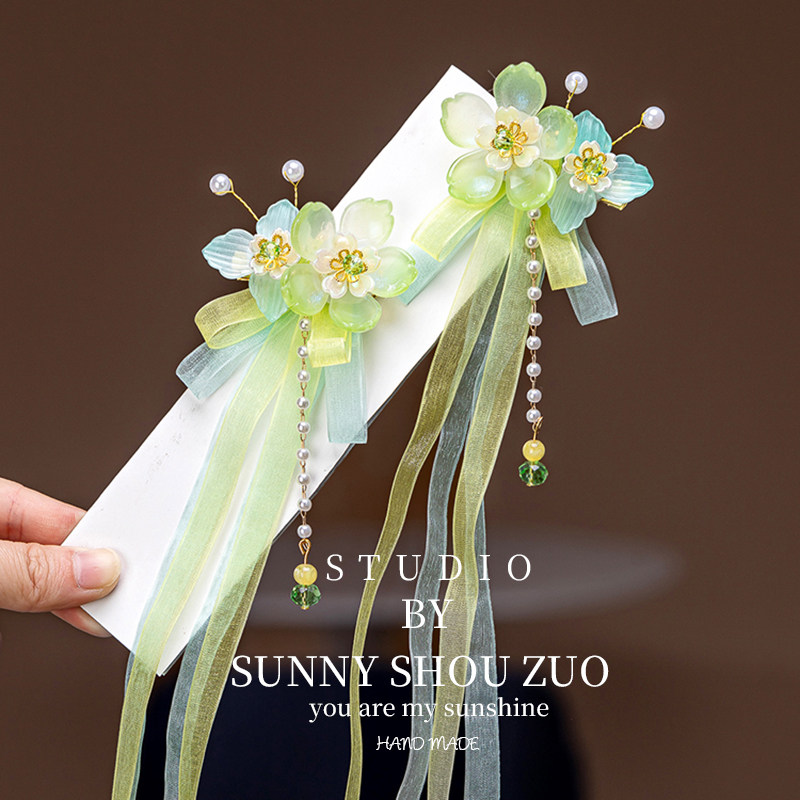 儿童汉服花朵头饰女孩古风红色流苏发夹2026新年宝宝可爱毛球对夹,童装/婴儿装/亲子装,发饰,淘宝优惠券,粉丝福利购,淘宝优惠卷