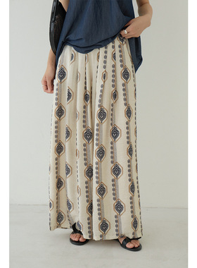 【欧凡】波西米亚风异域风情阔腿裙裤2025夏新款慵懒风休闲裤Y101