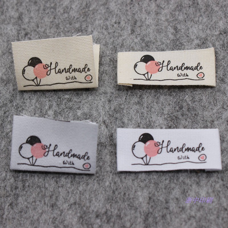 handmade彩色纯棉布标侧标领标