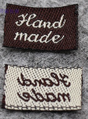 玩偶饰品发卡头饰头箍标签双锦织标金色米色handmade布标手工标签