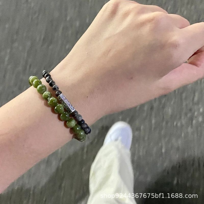 复古原创天然串珠情侣手链女简约小众招财做旧手饰设计玉石手串