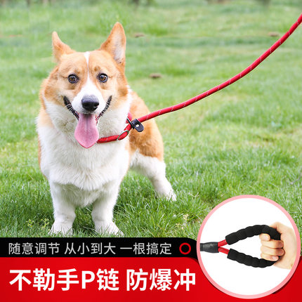 狗狗p链牵引绳不勒手遛狗绳P字防爆冲训练小中大型犬泰迪柯基金毛