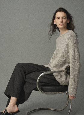 Oraby ·羊毛混纺圆领套头毛衣女冬季宽松显瘦慵懒风针织衫上衣