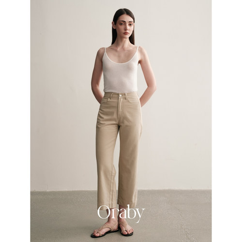 Oraby· 100%高支棉高腰显瘦直筒九分裤夏藏肉显瘦亲肤透气休闲裤