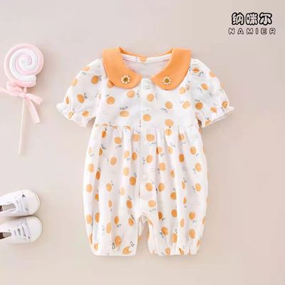 婴儿衣服夏装新款0-12个月宝宝新生儿短袖A类连体衣纯棉薄款哈衣