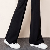 韩版 黑色休闲裤 薄款 春秋新款 裤 女高腰阔腿裤 拖地加长版 子 微喇叭裤