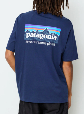 正品新款巴塔短袖T恤Patagonia P-6纯有机棉男女透气38535 37529
