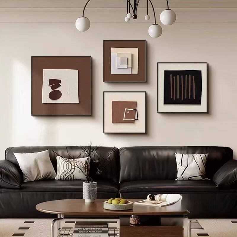抽象意式极简客厅装饰画黑白沙发背景墙挂画简约现代餐厅卧室壁画