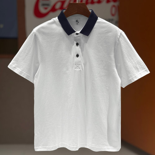 美式厚实320g重磅POLO衫 翻领撞色夏季纯棉宽松短袖t恤落肩半袖男