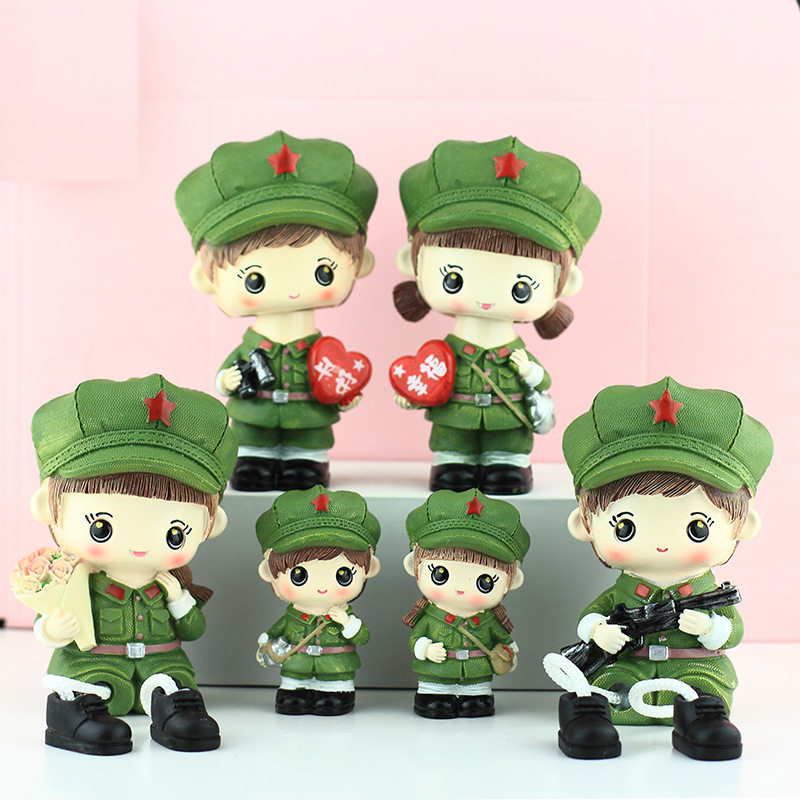 创意军人公仔手办家居饰品树脂摆件人偶小兵战士汽车装饰送人礼物