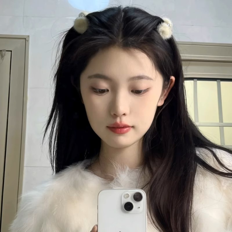 ins少女水貂毛球公主头小抓夹