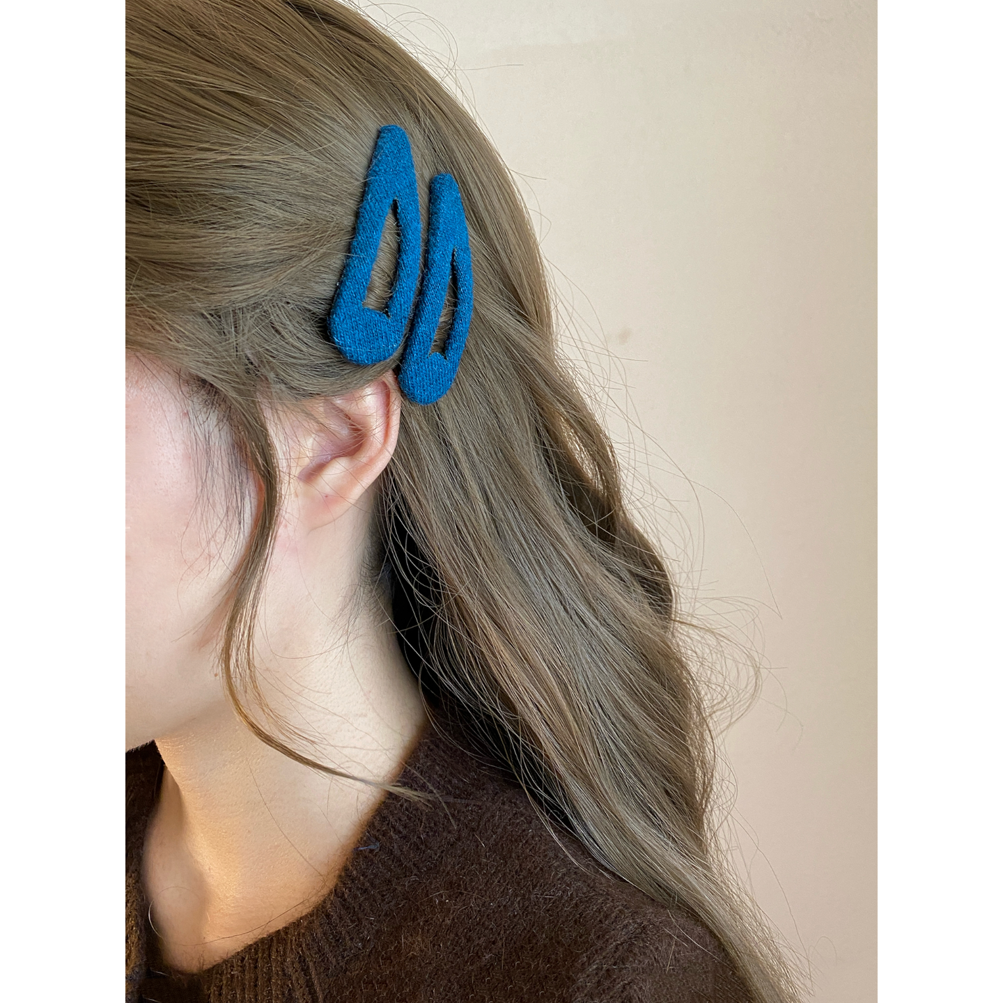 Busan秋冬复古显白彩色针织bb夹发夹女通勤日常百搭侧边刘海夹子