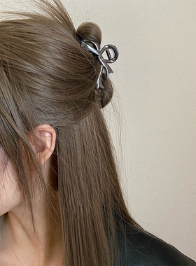 Busan小众设计感金属蝴蝶结中号抓夹2025年高级感半扎发夹鲨鱼夹