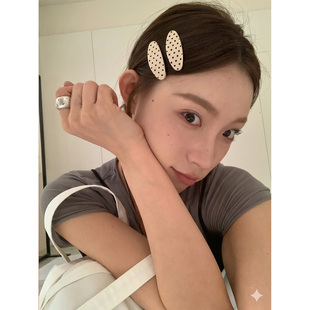 Busan韩系椭圆波点醋酸发夹BB夹甜美少女心碎发刘海夹侧边夹发饰