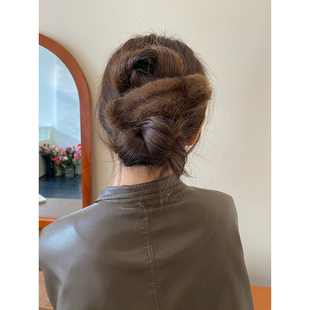 Busan秋冬复古毛毛鸭嘴盘发抓夹慵懒气质后脑勺一字鸭嘴夹发夹女