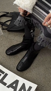 诗歌兰真皮女鞋2025冬新款时尚百搭舒适平底皮毛一体雪地靴短靴潮