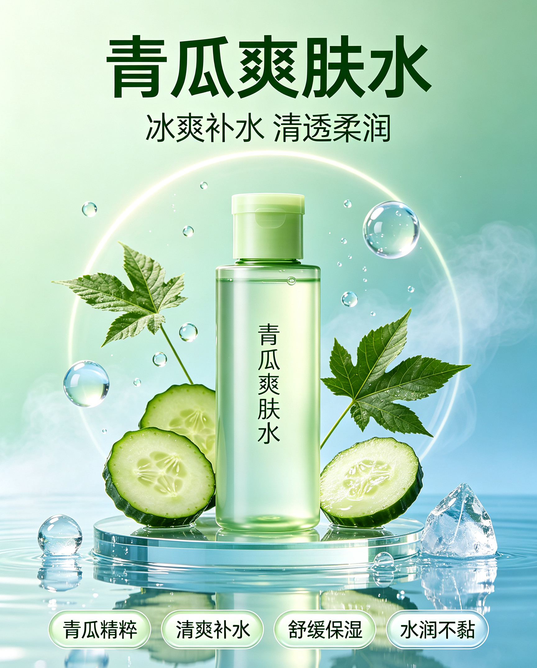 芳疗定制青瓜爽肤水乳液面霜洁面凝露补水保湿控油舒缓细化毛孔