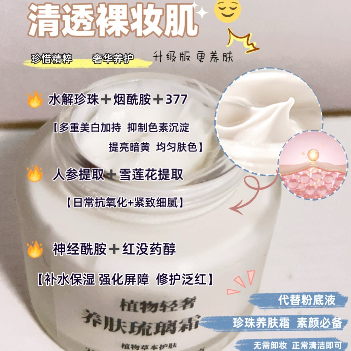芳疗定制养肤琉璃霜隔离防晒隔离霜清薄服帖不卡粉滋养防水