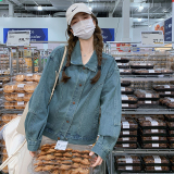 美式chic复古蓝色牛仔外套女2025春秋独特漂亮休闲超好看夹克上衣，女装短外套，婷丫丫