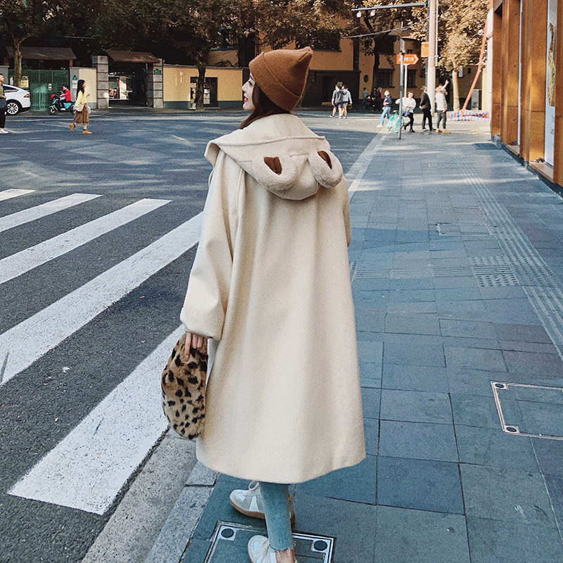 大货浙宝215-N57毛呢外套呢大衣长款熊耳朵（限）,女装毛呢外套,婷丫丫