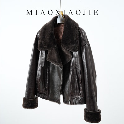 欧货真皮小皮衣女短款鹅绒羽绒服