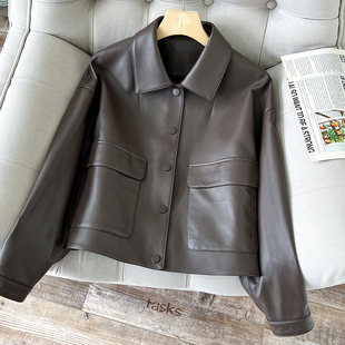 绵羊皮真皮小皮衣外套女短款机车修身皮夹克高级感2025春秋新款