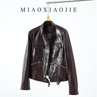 欧洲站高端小羊皮真皮皮衣女短款 小个子皮夹克外套 2026春秋新款