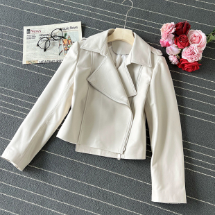 皮夹克高级感2025春秋新款 绵羊皮真皮小皮衣外套女短款 机车修身