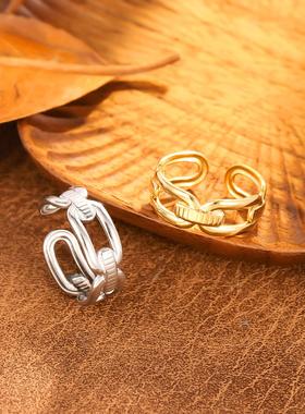 钛钢链条开口时尚女戒指