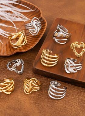 欧美不锈钢真金电镀个性戒指