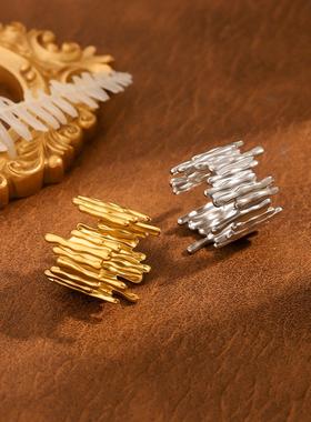 暗黑风不规则不锈钢开口戒指