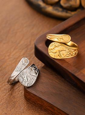 复古向日葵开口戒指女款