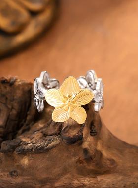 欧美轻奢花朵不锈钢戒指