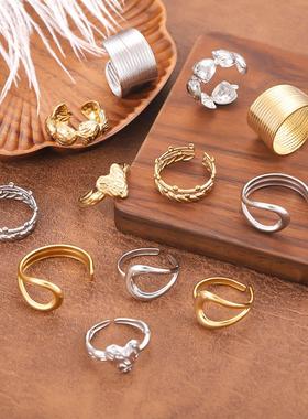 欧美风简约镂空钛钢戒指