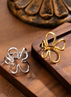 欧美轻奢不锈钢蝴蝶戒指女款