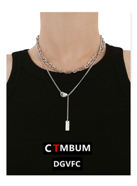 ins嘻哈项链双层颈链小众设计感