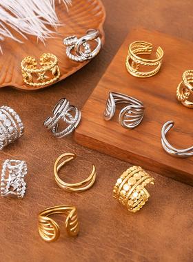 欧美高级感钛钢开口戒指女