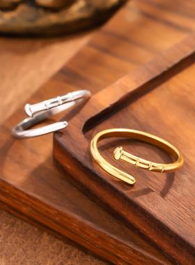 不锈钢镀金简约开口戒指