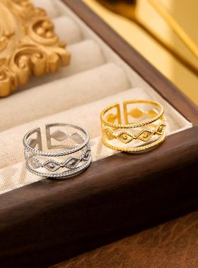 欧美钛钢戒指女时尚小众设计