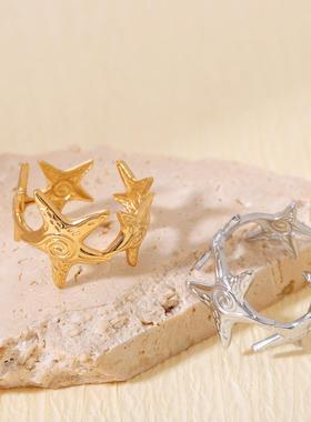 欧美风海星开口钛钢戒指女