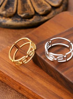 艾芙乐原创慵懒猫咪开口戒s925