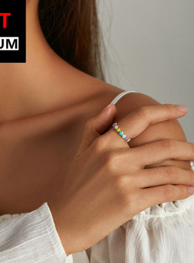 跨境百搭饰品原创纯银彩色星星戒指 s925滴油精致可爱五角星指环