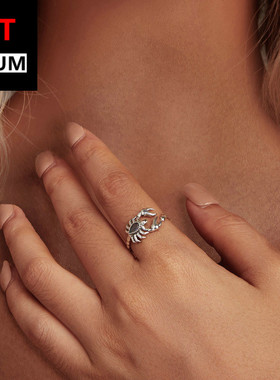 饰品跨境新款复古蝎子戒指s925纯银开口戒可调节简约个性指环饰品