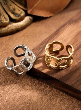 欧美轻奢镀金不锈钢戒指女款