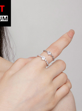 跨境百搭时尚饰品配饰跨境S925纯银链条五爪锆石戒指女士指环饰品