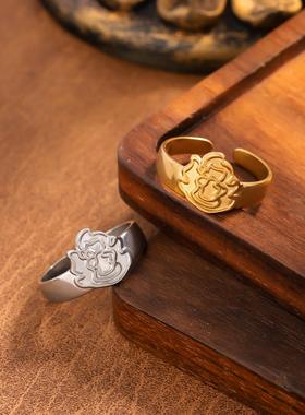 钛钢金色时尚设计感戒指