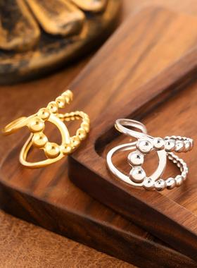 欧美风几何开口镀金戒指女